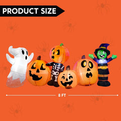 8ft Three Halloween Characters and Pumpkin Patch Inflatable