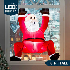 6ft Hanging Christmas Inflatable Climbing Santa with Build-in LED
