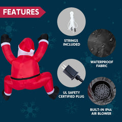 6ft Hanging Christmas Inflatable Climbing Santa with Build-in LED
