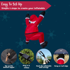 6ft Hanging Christmas Inflatable Climbing Santa with Build-in LED