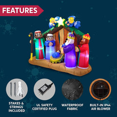 6ft Long Nativity Scene with Angels Inflatable