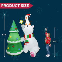6ft Polar Bear Christmas Tree Inflatable