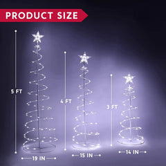 Lighted Spiral Christmas Tree Set LED Cool White, 3 Pcs
