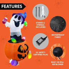 5ft Halloween Inflatable Gripping Candy Ghost