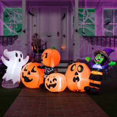 8ft Three Halloween Characters and Pumpkin Patch Inflatable