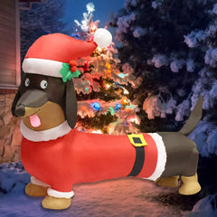 5ft Tall Santa's 'Lil Helper Dachshund Christmas Inflatable