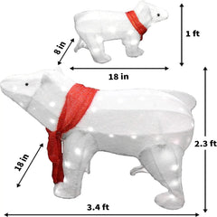 Plush Polar Bears LED Yard Lights, 2 Pcs