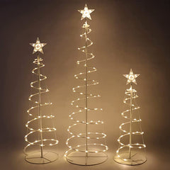Lighted Spiral Christmas Tree Set, 3 Pcs