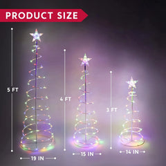 Lighted Spiral Christmas Tree Set LED Warm White, 3 Pcs
