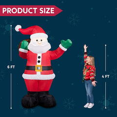 6ft Tall Santa Claus Christmas Inflatable