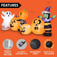 8ft Three Halloween Characters and Pumpkin Patch Inflatable