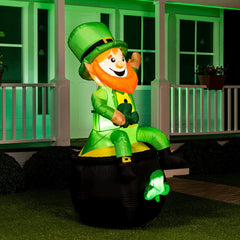 Large St. Patrick's Sitting Leprechaun Inflatable (6 ft)