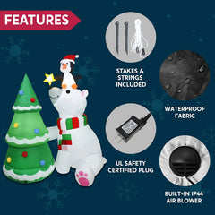 6ft Polar Bear Christmas Tree Inflatable