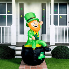 Large St. Patrick's Sitting Leprechaun Inflatable (6 ft)