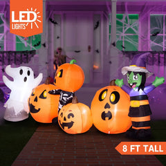 8ft Three Halloween Characters and Pumpkin Patch Inflatable