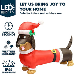 5ft Tall Santa's 'Lil Helper Dachshund Christmas Inflatable