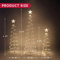 Lighted Spiral Christmas Tree Set, 3 Pcs
