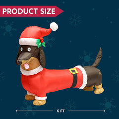 5ft Tall Santa's 'Lil Helper Dachshund Christmas Inflatable