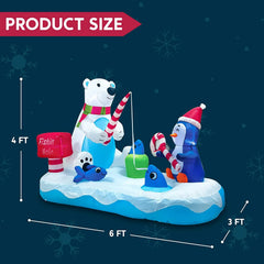 6 FT Long Inflatable Fishing Hole Sign with Polar Bear Fishing