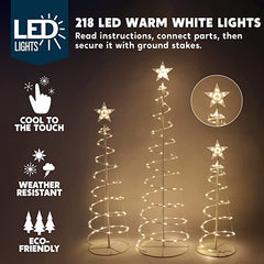 Lighted Spiral Christmas Tree Set, 3 Pcs