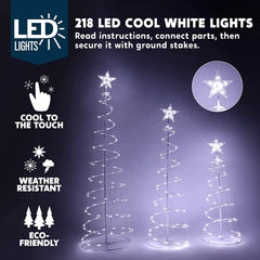 Lighted Spiral Christmas Tree Set LED Cool White, 3 Pcs