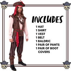 Men Caribbean Pirate Costume - Adult