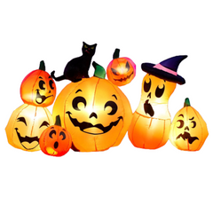 6ft Pumpkins with Black Cat Halloween Inflatable