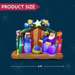 6ft Long Nativity Scene with Angels Inflatable