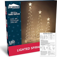 Lighted Spiral Christmas Tree Set, 3 Pcs