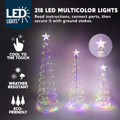Lighted Spiral Christmas Tree Set LED Warm White, 3 Pcs