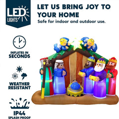 6ft Long Nativity Scene with Angels Inflatable