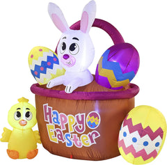 Large Easter Basket with Build-in LEDs Inflatable Outdoor Decoration (6ft)