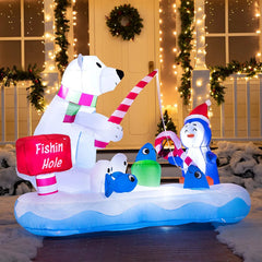 6 FT Long Inflatable Fishing Hole Sign with Polar Bear Fishing