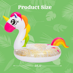 SLOOSH -  Flamingo & Unicorn with Glitters Pool Floats, 2 Pcs