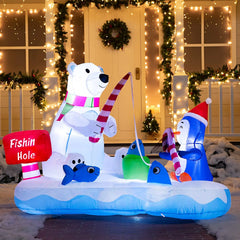 6 FT Long Inflatable Fishing Hole Sign with Polar Bear Fishing
