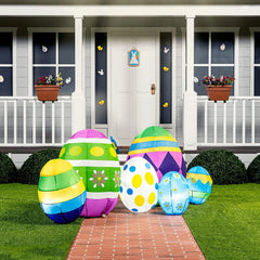Large Easter Egg Inflatable with Build-in LEDs Blow Inflatable Outdoor Decorations (7.5ft)
