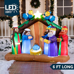 6ft Long Nativity Scene with Angels Inflatable