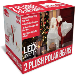 Plush Polar Bears LED Yard Lights, 2 Pcs