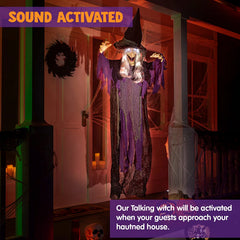 72in Hanging Talking Witch With Light-up Eyes