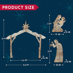 5ft Fabric Nativity Scene 160 LED Warm White