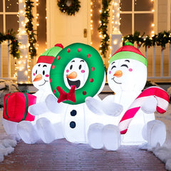 6 FT Long Inflatable Three Sitting Snowmans