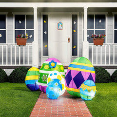Large Easter Egg Inflatable with Build-in LEDs Blow Inflatable Outdoor Decorations (7.5ft)