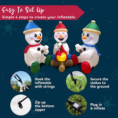 6ft Long Small Snowmen with Campfire Christmas Inflatable