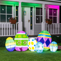 Large Easter Egg Inflatable with Build-in LEDs Blow Inflatable Outdoor Decorations (7.5ft)