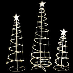 Lighted Spiral Christmas Tree Set, 3 Pcs