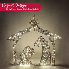 5ft Fabric Nativity Scene 160 LED Warm White