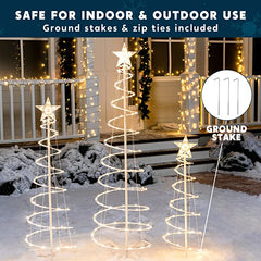Lighted Spiral Christmas Tree Set, 3 Pcs