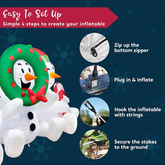6 FT Long Inflatable Three Sitting Snowmans