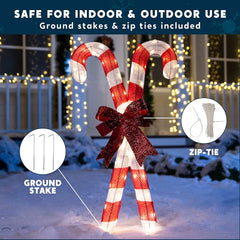 2.78ft Tinsel Candy Canes LED Yard Light