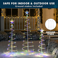 Lighted Spiral Christmas Tree Set LED Warm White, 3 Pcs